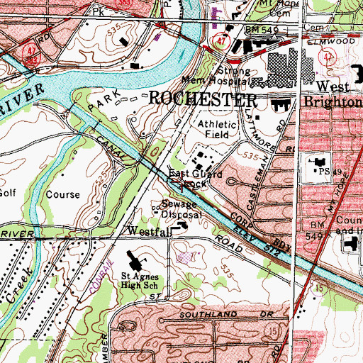 Topographic Map of East Guard Lock, NY