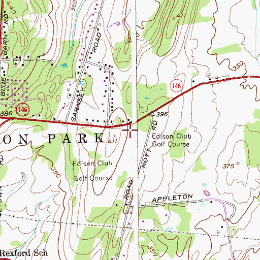 Topographic Map of Edison Club Golf Course, NY