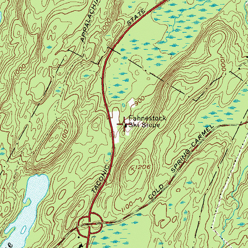 Topographic Map of Fahnestock Ski Slope, NY