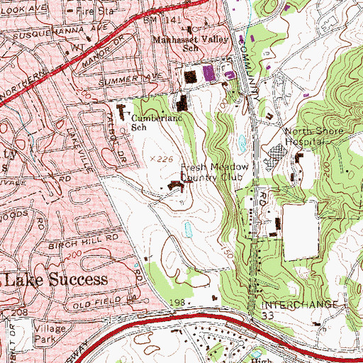 Topographic Map of Fresh Meadow Country Club, NY