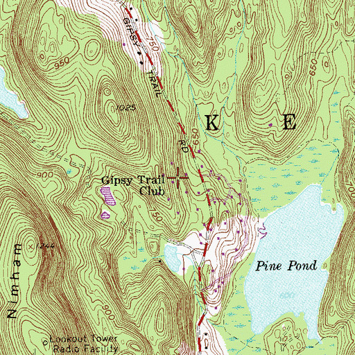 Topographic Map of Gipsy Trail Club, NY