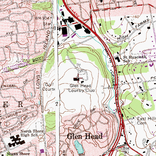 Topographic Map of Glen Head Country Club, NY