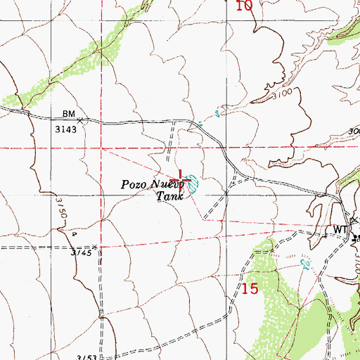 Topographic Map of Pozo Nuevo Tank, AZ