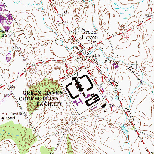 Topographic Map of Green Haven Correctional Facility, NY