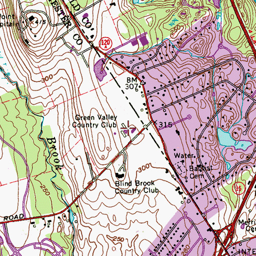 Topographic Map of Green Valley Country Club, NY