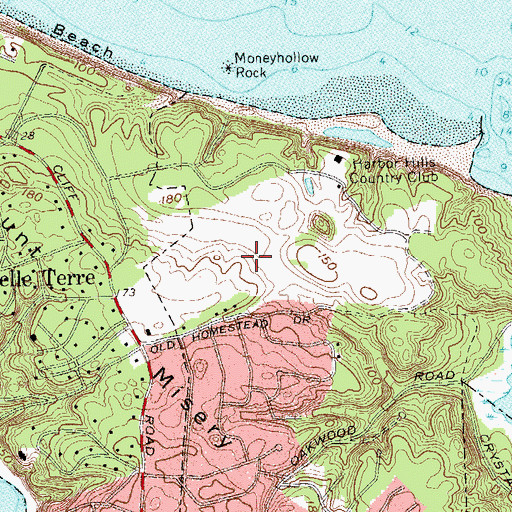 Topographic Map of Port Jefferson Country Club at Harbor Hills, NY