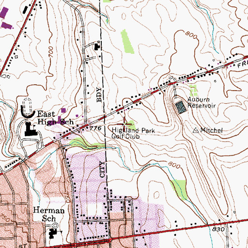 Topographic Map of Highland Park Golf Club, NY