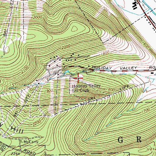 Topographic Map of Holiday Valley Ski Club, NY