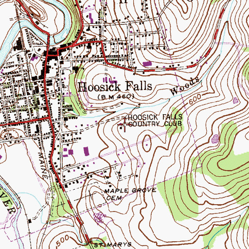 Topographic Map of Hoosick Falls Country Club, NY