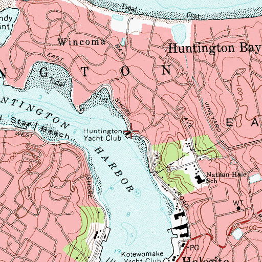Topographic Map of Huntington Yacht Club, NY