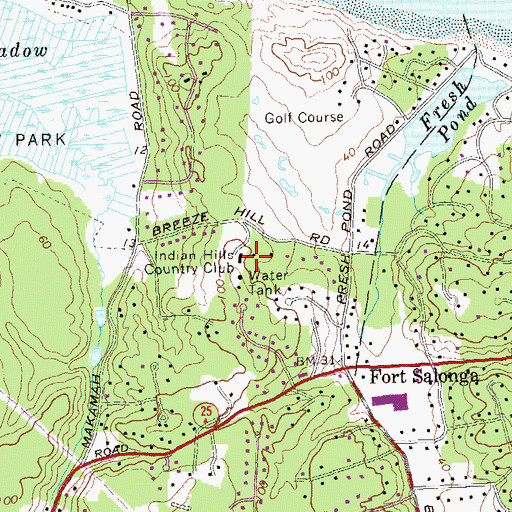 Topographic Map of Indian Hills Country Club, NY