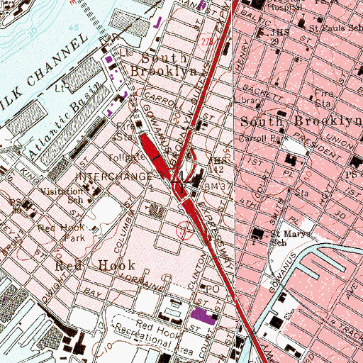 Topographic Map of Interchange 1, NY
