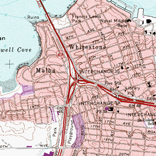 Topographic Map of Interchange 1, NY