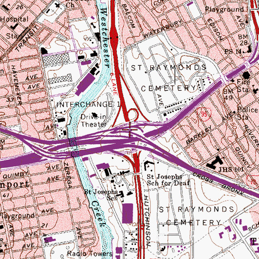 Topographic Map of Interchange 1, NY