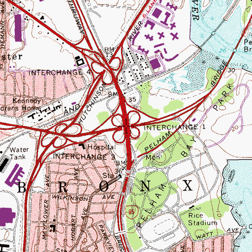 Topographic Map of Interchange 1, NY