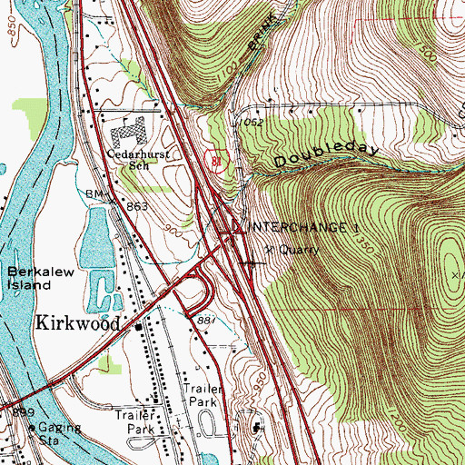 Topographic Map of Interchange 1, NY