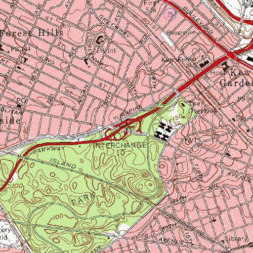 Topographic Map of Interchange 10, NY