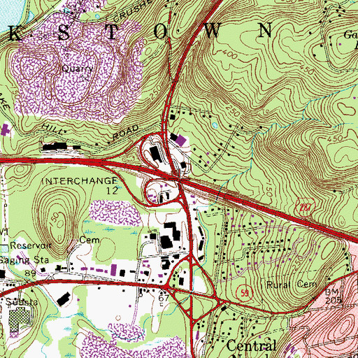 Topographic Map of Interchange 12, NY