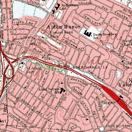 Topographic Map of Interchange 13, NY