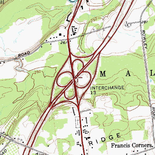 Topographic Map of Interchange 13, NY