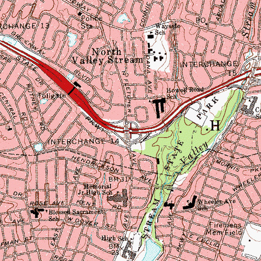 Topographic Map of Interchange 14, NY