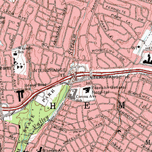 Topographic Map of Interchange 15, NY