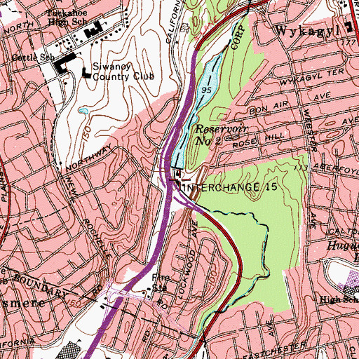 Topographic Map of Interchange 15, NY