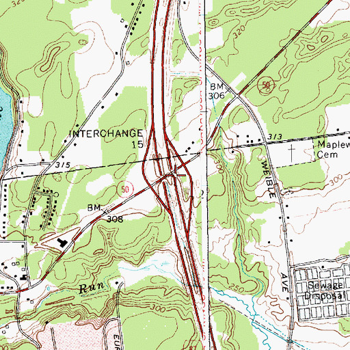 Topographic Map of Interchange 15, NY