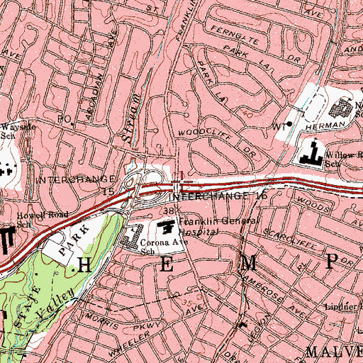 Topographic Map of Interchange 16, NY