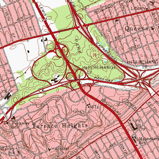 Topographic Map of Interchange 17, NY