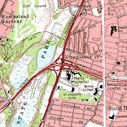Topographic Map of Interchange 19, NY