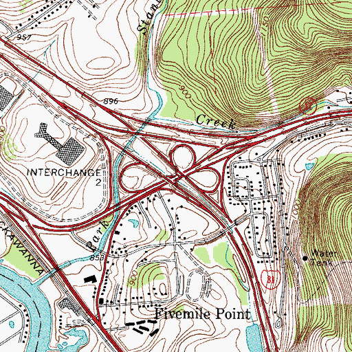 Topographic Map of Interchange 2, NY