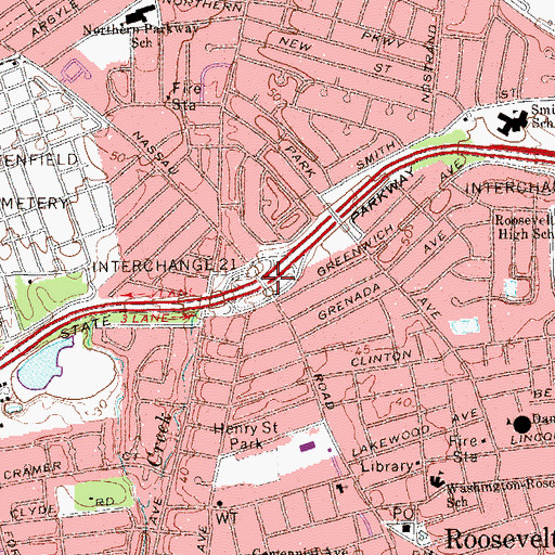 Topographic Map of Interchange 21, NY