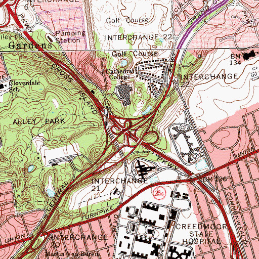 Topographic Map of Interchange 21, NY