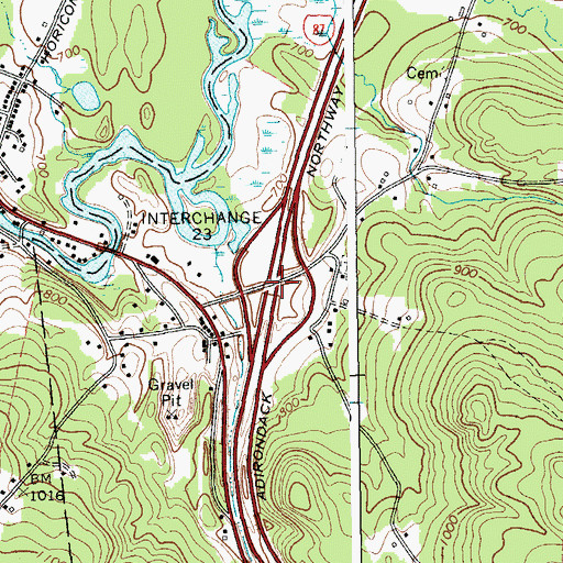 Topographic Map of Interchange 23, NY