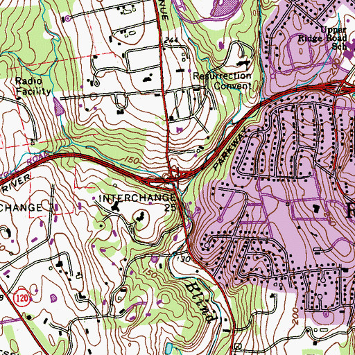 Topographic Map of Interchange 25, NY