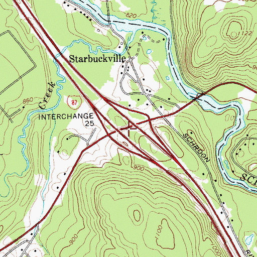 Topographic Map of Interchange 25, NY