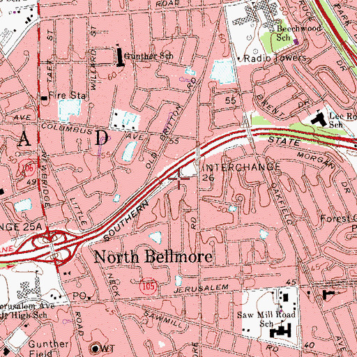 Topographic Map of Interchange 26, NY
