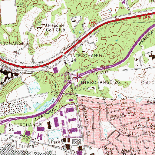 Topographic Map of Interchange 26, NY