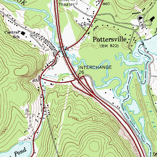 Topographic Map of Interchange 26, NY