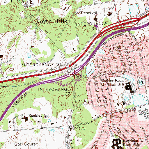 Topographic Map of Interchange 27, NY
