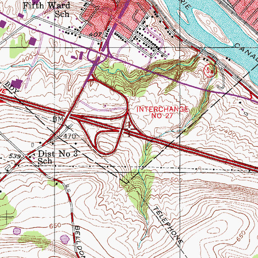 Topographic Map of Interchange 27, NY