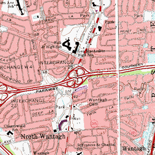 Topographic Map of Interchange 28, NY