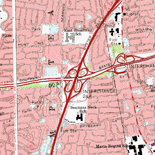 Topographic Map of Interchange 28, NY