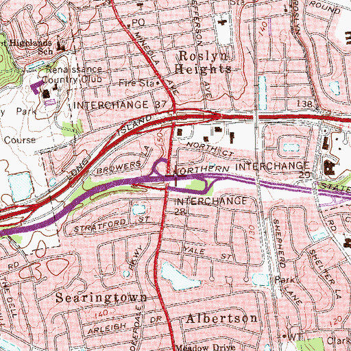 Topographic Map of Interchange 28, NY