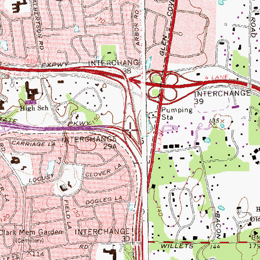 Topographic Map of Interchange 29 a, NY