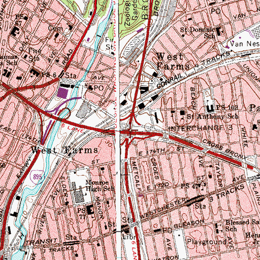 Topographic Map of Interchange 3, NY