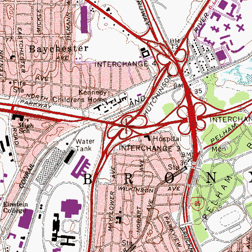 Topographic Map of Interchange 3, NY