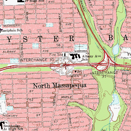 Topographic Map of Interchange 30, NY