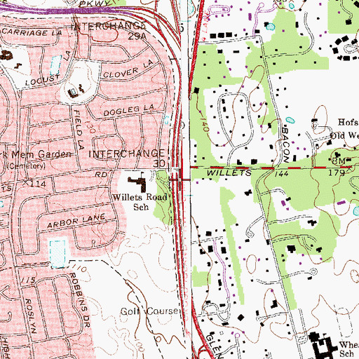 Topographic Map of Interchange 30, NY